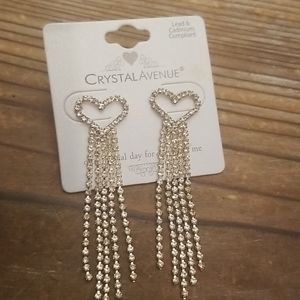 Rhinestone heart earrings